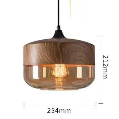 Lampe À Suspension Luxueuse Jevaglo En Verre Et Bois