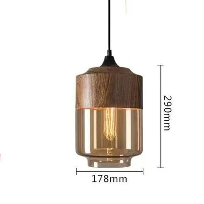 Lampe À Suspension Luxueuse Jevaglo En Verre Et Bois