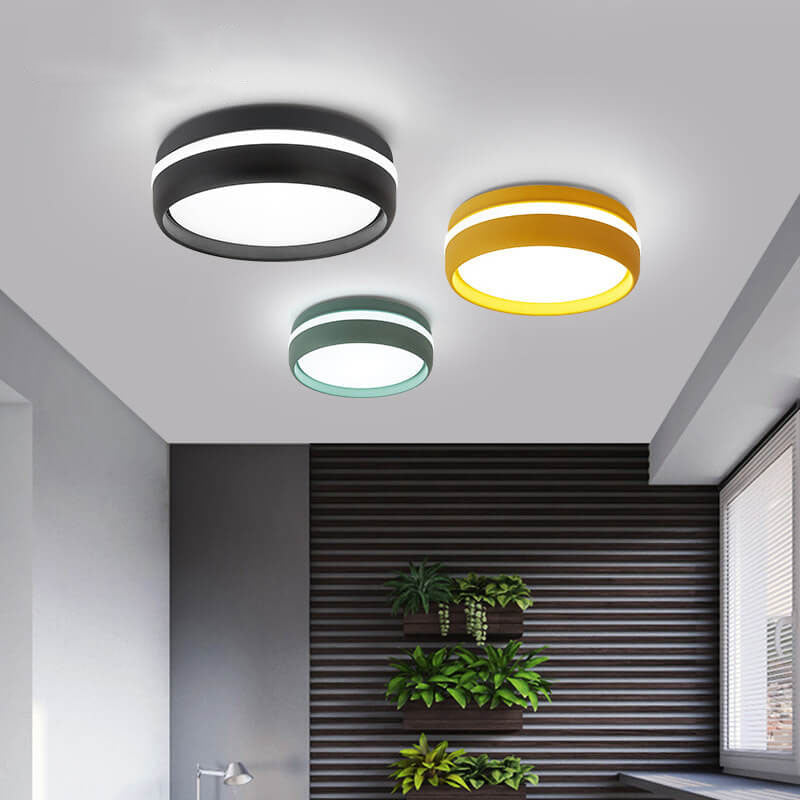 Plafonnier Led Encastré Rond Créatif En Fer Macaron