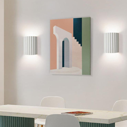 Applique Murale Contemporaine Scandinave En Résine À 2 Lumières En Demi-Colonne Pour Couloir