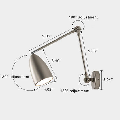 Applique Murale Rétractable Rotative À Bras Pivotant De Style Industriel Rétro À 1 Ampoule