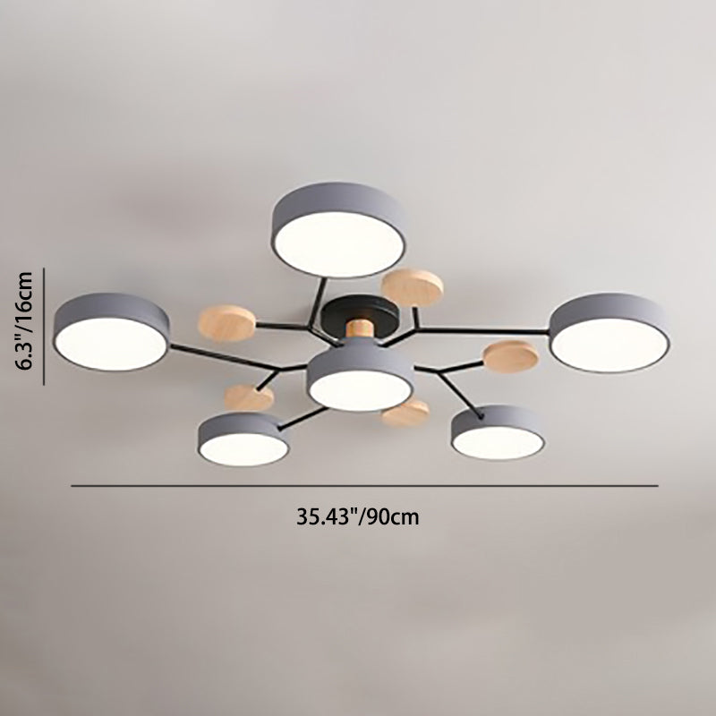 Plafonnier Semi-Encastré À Led De Style Scandinave Contemporain En Forme De Branche De Molécule Ronde Pour Le Salon