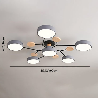 Plafonnier Semi-Encastré À Led De Style Scandinave Contemporain En Forme De Branche De Molécule Ronde Pour Le Salon