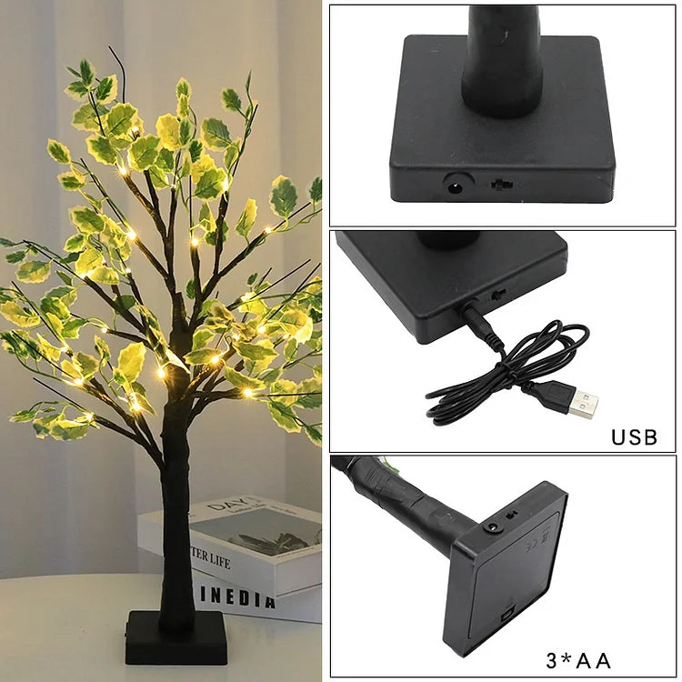 Guirlande Lumineuse Led Pour Sapin De Noël Avec Feuilles Vertes