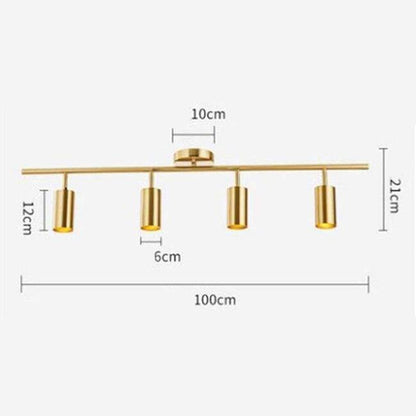 Barre Spots Led En Aluminium Noir Et Doré Golden