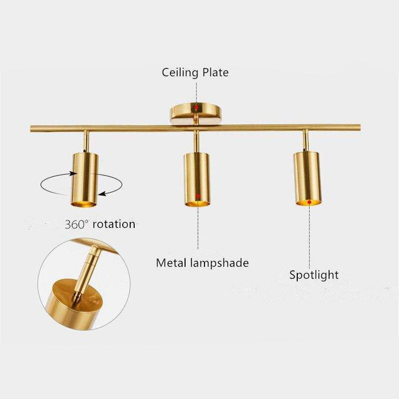 Barre Spots Led En Aluminium Noir Et Doré Golden