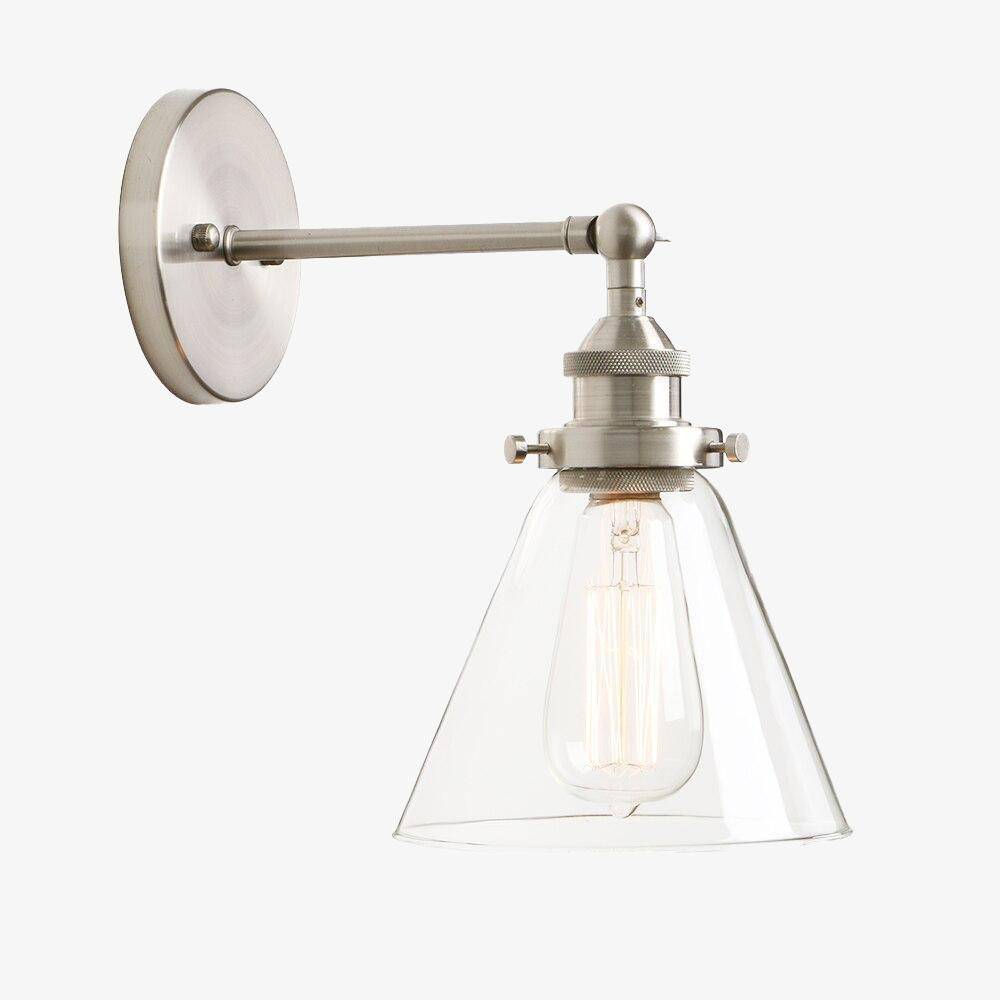 Applique Murale Rétro Led En Métal Avec Abat-Jour En Verre