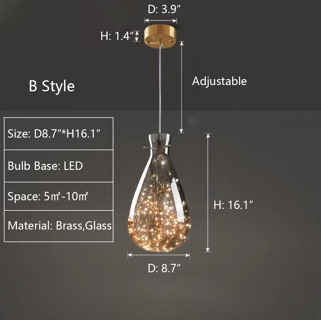 Suspension Moderne En Verre Gris Avec Ciel Étoilé