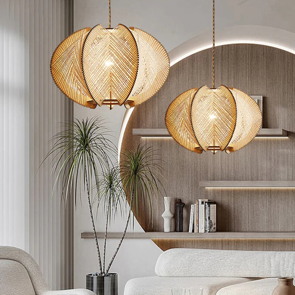 Lampes Suspendues En Bois Scandinaves Du Milieu Du Siècle