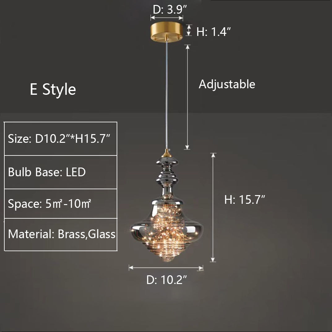 Suspension Moderne En Verre Gris Avec Ciel Étoilé