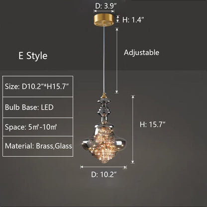 Suspension Moderne En Verre Gris Avec Ciel Étoilé