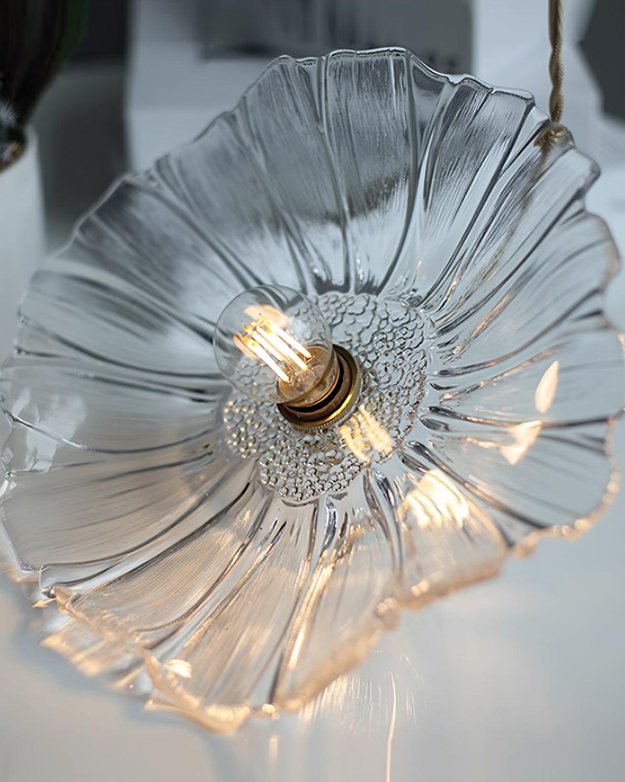 Lampe À Suspension En Verre À Motif De Fleur