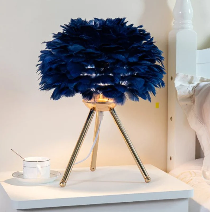 Fintor - Lampe de table à intensité variable avec plumes de luxe