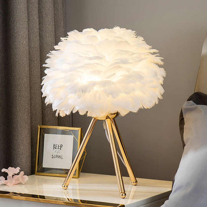 Fintor - Lampe de table à intensité variable avec plumes de luxe