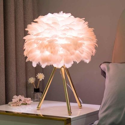 Fintor - Lampe de table à intensité variable avec plumes de luxe