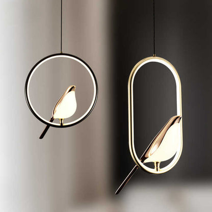 Oliena - Lampe À Suspension De Luxe Avec Oiseau Doré