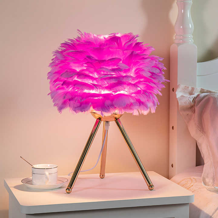 Fintor - Lampe de table à intensité variable avec plumes de luxe