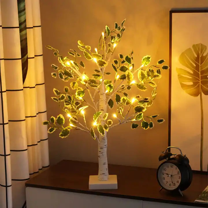 Guirlande Lumineuse Led Pour Sapin De Noël Avec Feuilles Vertes