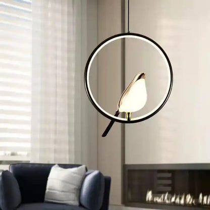 Oliena - Lampe À Suspension De Luxe Avec Oiseau Doré