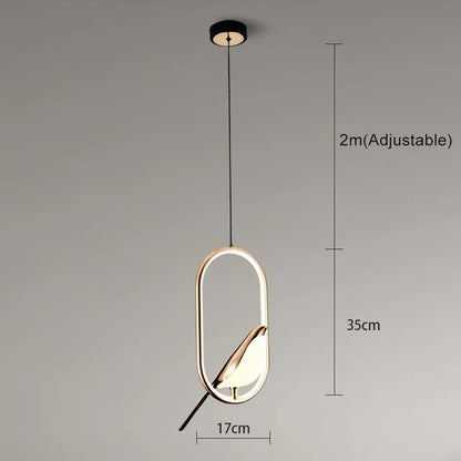 Oliena - Lampe À Suspension De Luxe Avec Oiseau Doré