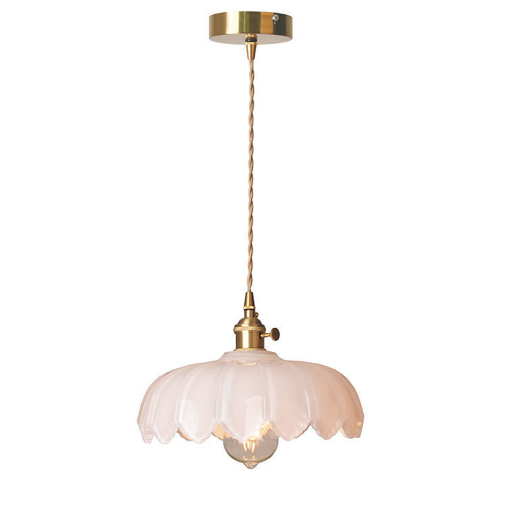 Nortensia - Lampe suspendue vintage en verre avec fleurs