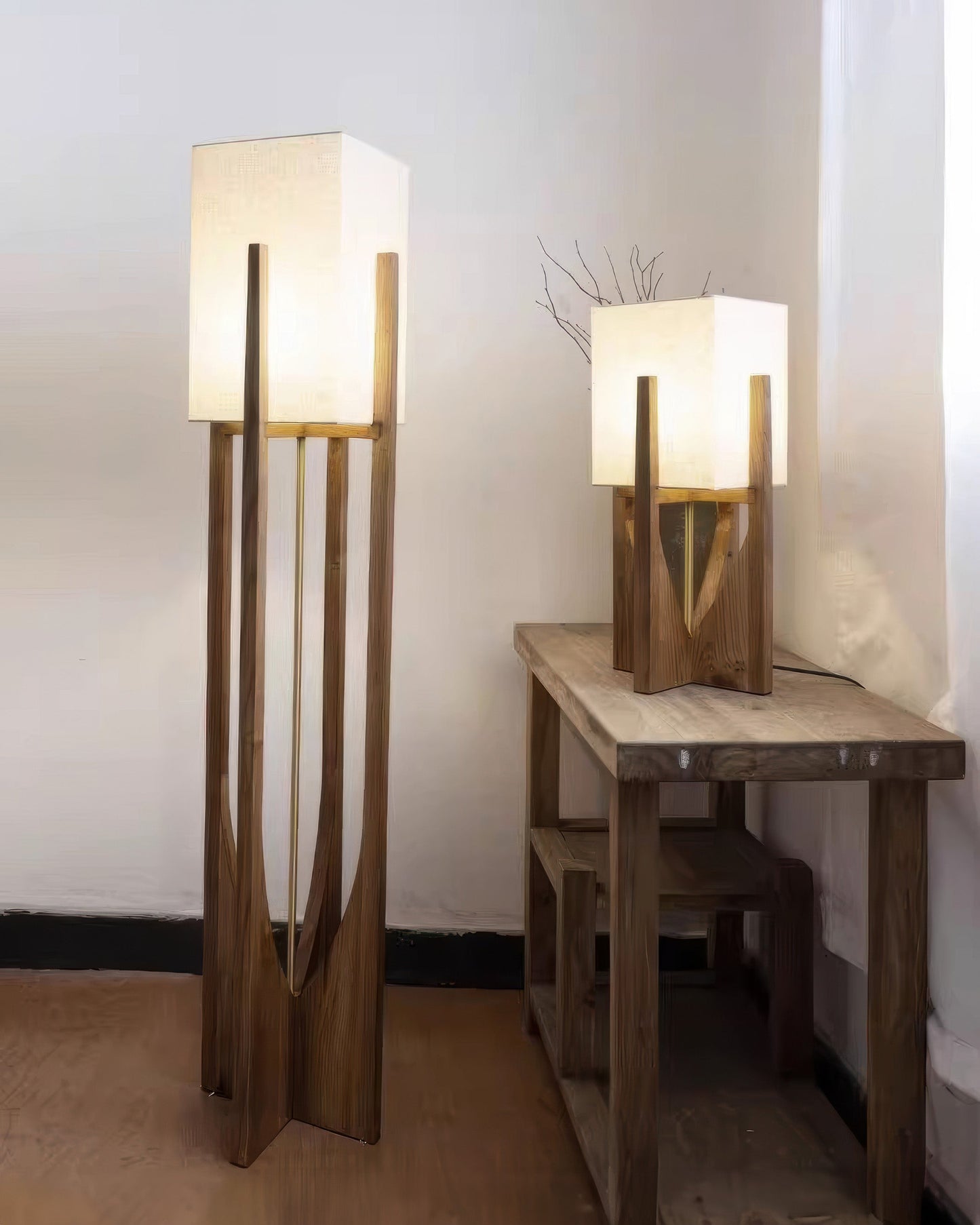 Lampadaire En Noyer De Style Japonais Lampe Simple En Bois Massif