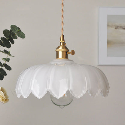 Nortensia - Lampe suspendue vintage en verre avec fleurs