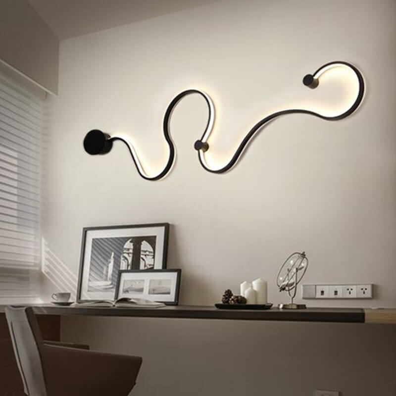 Applique Murale Moderne À Led Incurvée En Aluminium En Forme De Serpent À 1 Lumière