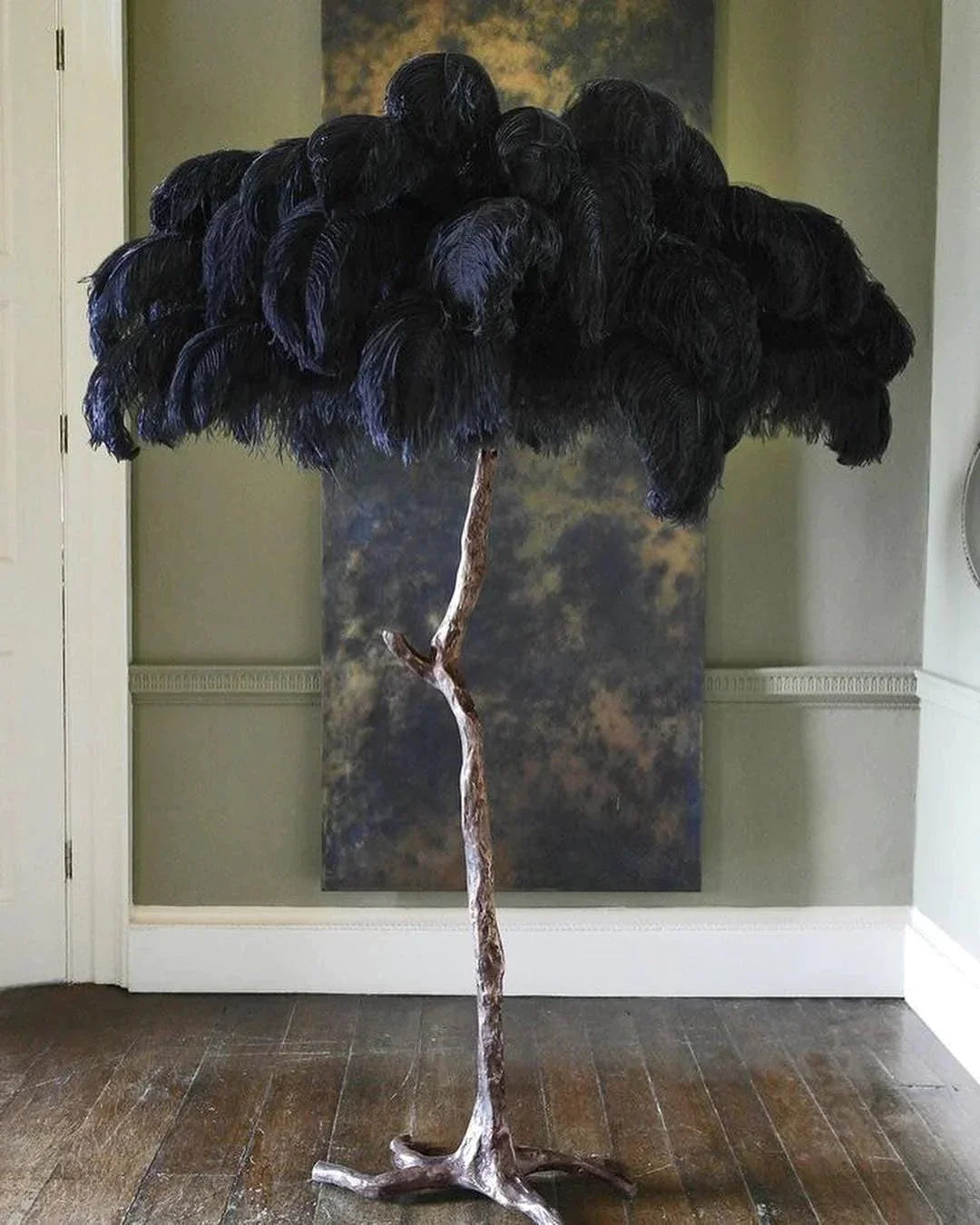 Lampadaire En Plumes D'autruche