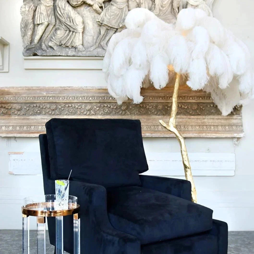 Lampadaire En Plumes D'autruche