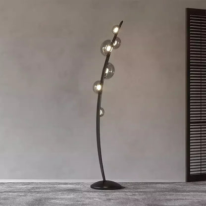 Lampadaire Design En Cuir Italien Avec Boule En Verre