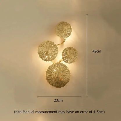 Applique Murale Ampoules G4 Cuivre Lustre Led Feuille De Lotus Doré Applique Murale Intérieure Vintage Rétro