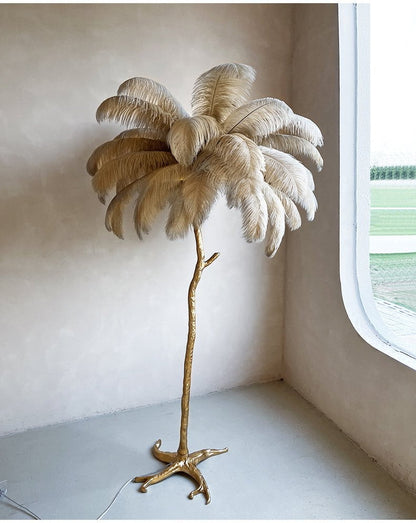 Lampadaire En Plumes D'autruche