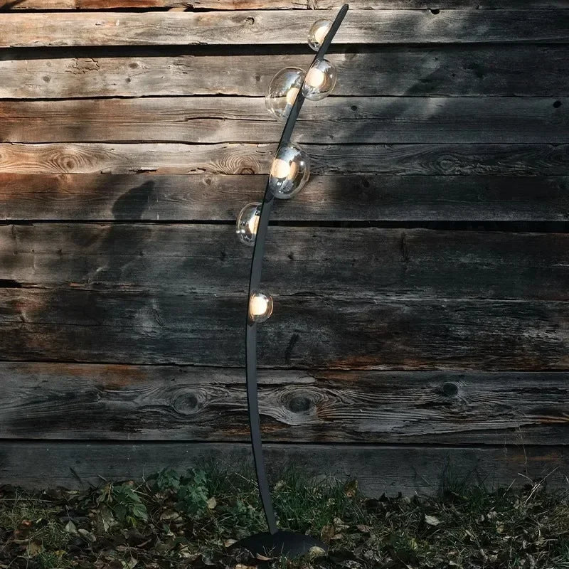 Lampadaire Design En Cuir Italien Avec Boule En Verre