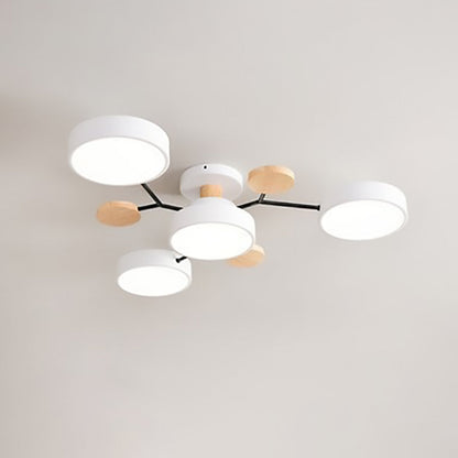Plafonnier Semi-Encastré À Led De Style Scandinave Contemporain En Forme De Branche De Molécule Ronde Pour Le Salon