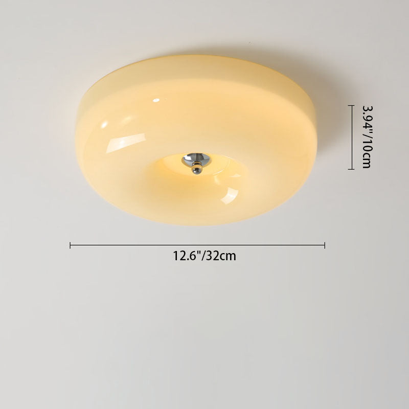 Plafonnier Led Encastré En Fer À Abat-Jour En Verre De Style Nordique Contemporain Jaune Crémeux Pour Salon