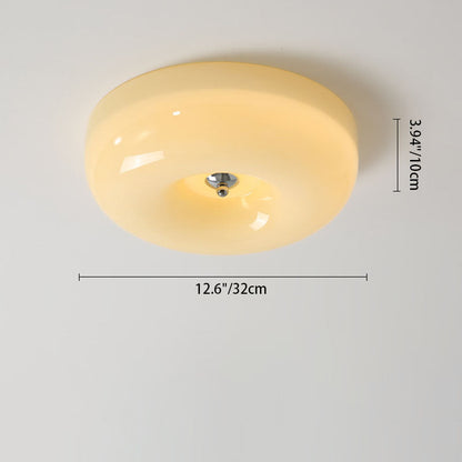 Plafonnier Led Encastré En Fer À Abat-Jour En Verre De Style Nordique Contemporain Jaune Crémeux Pour Salon