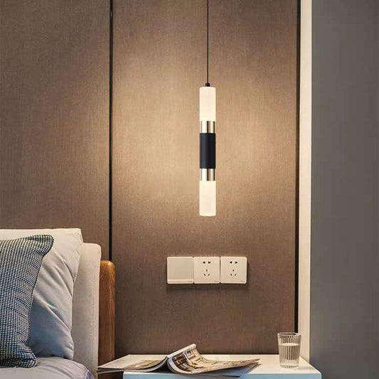 Lampe Suspendue À Led En Aluminium Et Acrylique Cylindrique Minimaliste Moderne Pour Chambre À Coucher