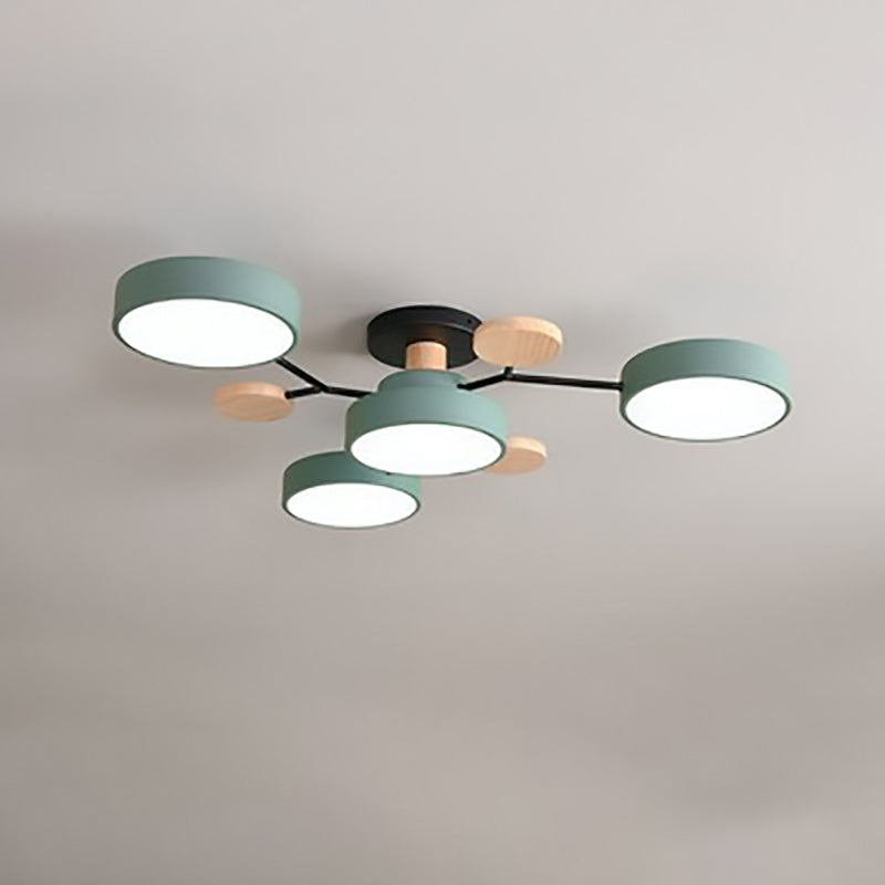 Plafonnier Semi-Encastré À Led De Style Scandinave Contemporain En Forme De Branche De Molécule Ronde Pour Le Salon