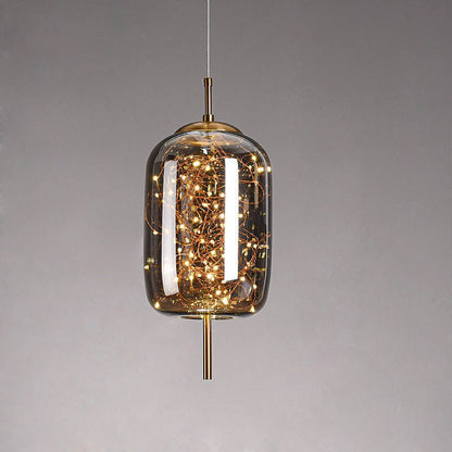 Lampe Suspendue En Verre Ovale Cylindrique Scandinave Moderne Avec 1 Point Lumineux Pour La Chambre
