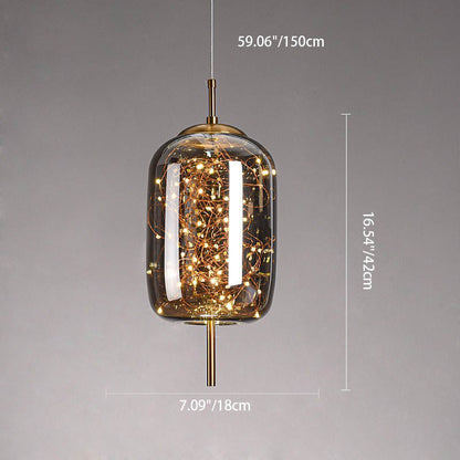 Lampe Suspendue En Verre Ovale Cylindrique Scandinave Moderne Avec 1 Point Lumineux Pour La Chambre