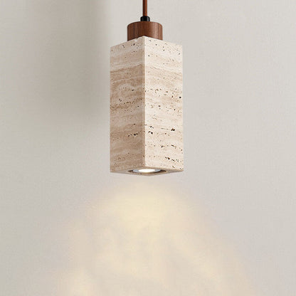 Lustre Japonais Wabi-Sabi En Bois Massif Et Pierre À 1/2/3 Lampes
