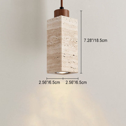 Lustre Japonais Wabi-Sabi En Bois Massif Et Pierre À 1/2/3 Lampes