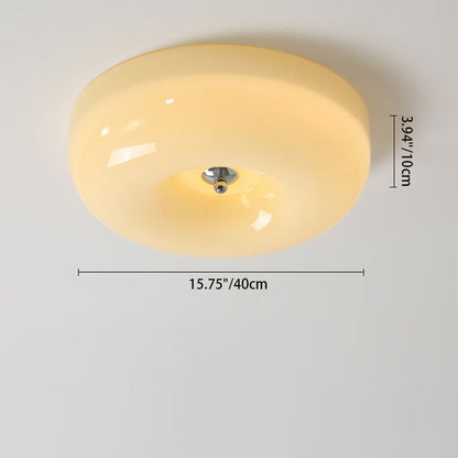 Plafonnier Led Encastré En Fer À Abat-Jour En Verre De Style Nordique Contemporain Jaune Crémeux Pour Salon