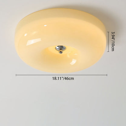 Plafonnier Led Encastré En Fer À Abat-Jour En Verre De Style Nordique Contemporain Jaune Crémeux Pour Salon