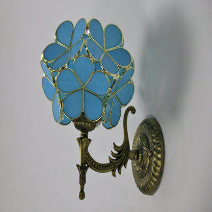 Applique Murale Européenne Vintage Tiffany En Verre Et Métal En Forme De Fleur À 1 Lumière