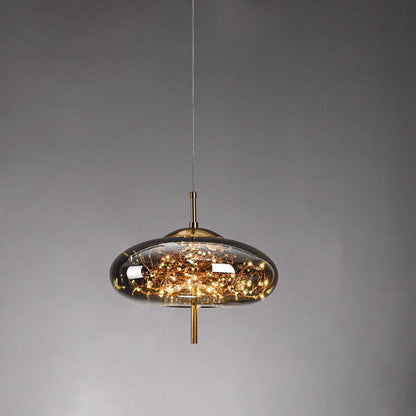 Lampe Suspendue En Verre Ovale Cylindrique Scandinave Moderne Avec 1 Point Lumineux Pour La Chambre