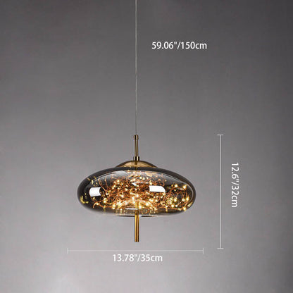 Lampe Suspendue En Verre Ovale Cylindrique Scandinave Moderne Avec 1 Point Lumineux Pour La Chambre
