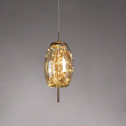 Lampe Suspendue En Verre Ovale Cylindrique Scandinave Moderne Avec 1 Point Lumineux Pour La Chambre