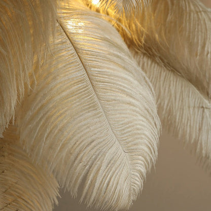 Lampadaire En Plumes D'autruche